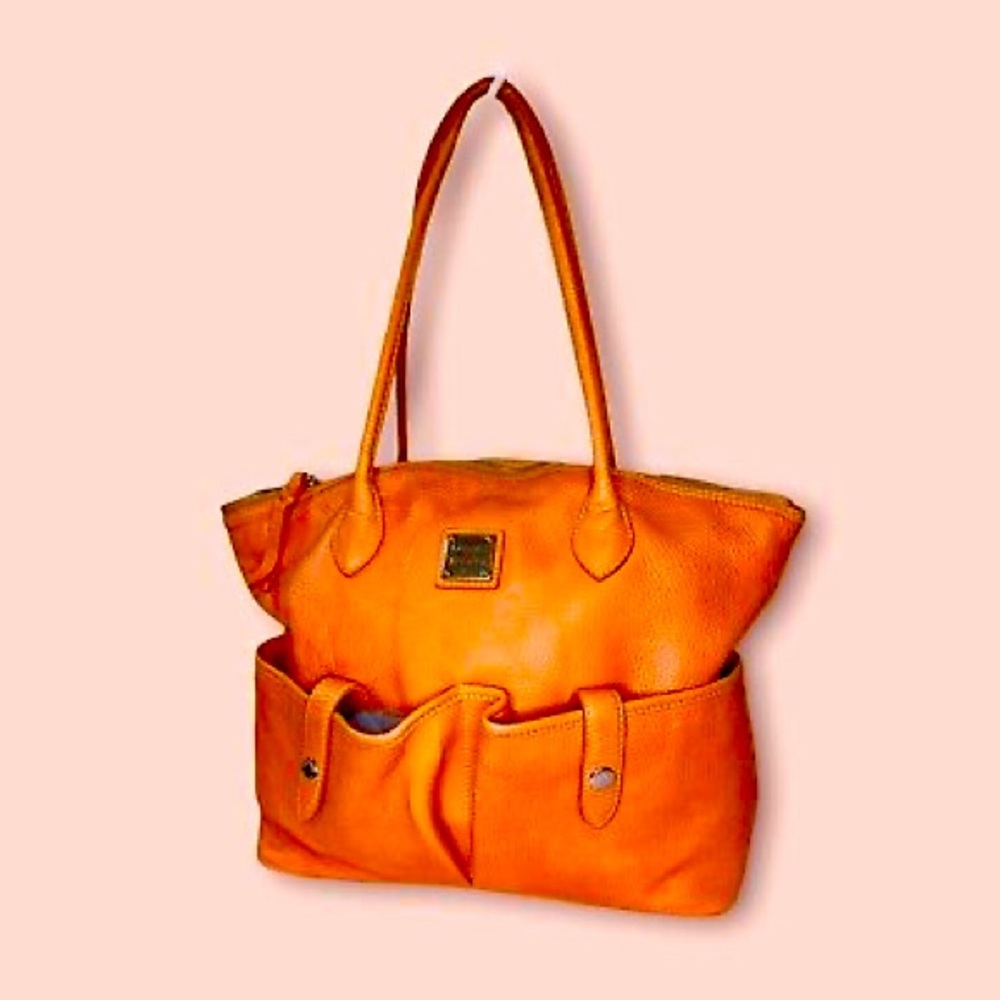 Dooney & Bourke Orange Leather Tote with Structured Design